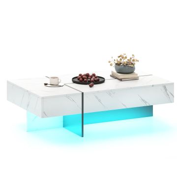 Coffee table, 3 drawers, White/black, 120 × 35 × 70 cm