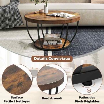 Coffee table, two-tier, Ø 80 × 45 cm