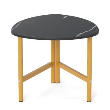 Coffee table, Oval triangular shape, Black/gold, 60 × 59 × 50 cm