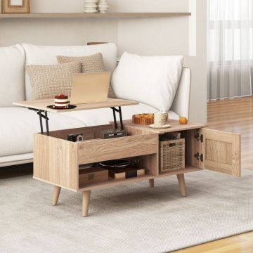 Coffee table, adjustable height, with storage compartment, 100.3 × 49.5 × 45.7 cm