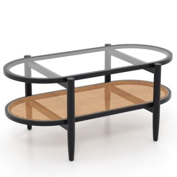 Coffee table, with 2 shelves, brown/black, 101.6 × 55.88 × 46.99 cm