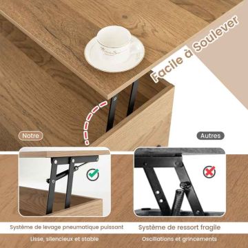 Coffee table, with hidden storage compartment and 3 open niches, 100 × 50 × 45 cm