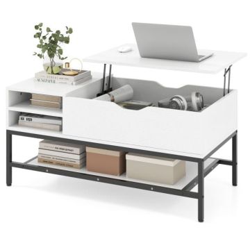 Coffee table, with hidden compartment, White, 99.5 × 47.5 × 49.5 cm