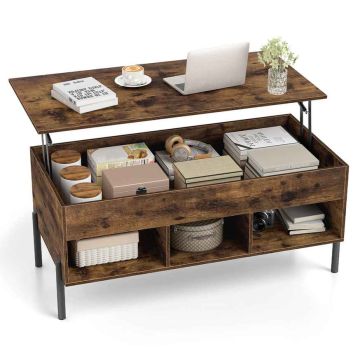 Coffee table, with hidden compartment and 3 open compartments, 100 × 50 × 45 cm
