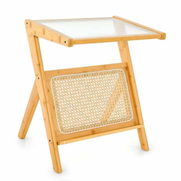 Coffee table, with magazine rack, Brown/natural, 49.53 × 55.88 × 35.56 cm