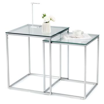 Coffee table set, 2 pieces, Silver, 49.53 × 60.96 cm; 44.45 × 55.88 cm