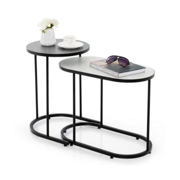 Coffee table set, 2 pcs, White/black