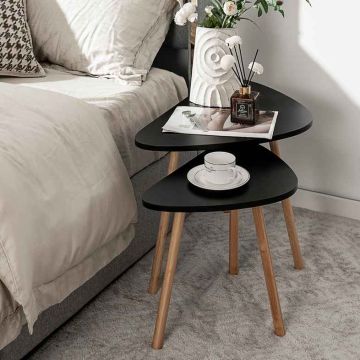 Coffee table set, 2 pcs, Black, 59.5 × 40 × 45.5 cm; 45 × 29.5 × 40.5 cm