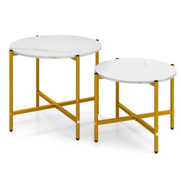 Coffee table set, 2 pcs, Brown/white