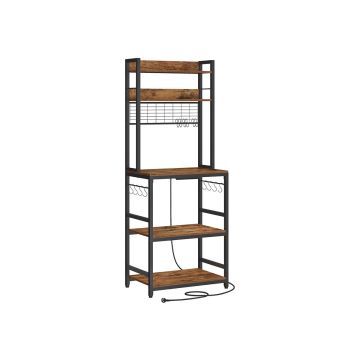 Keittiön hylly 40x60x170cm., ruskea/musta