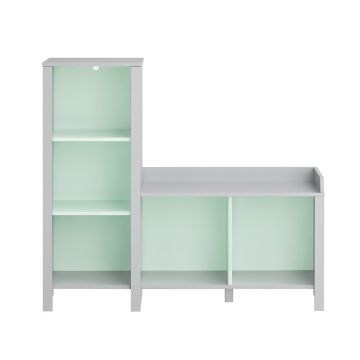 Lastenhylly 90x30x82cm., valkoinen/vaaleanvihreä
