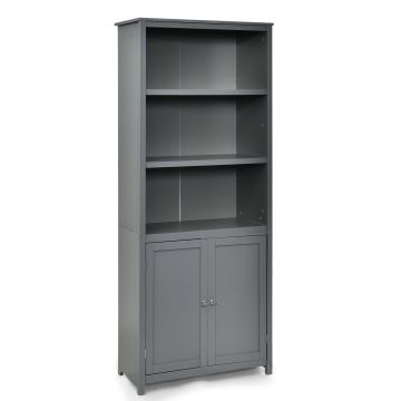 Bookshelf, 3 open shelves and lower cabinet, 75 × 182 × 36 cm