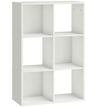 Kirjahylly, 6 kuutionmuotoista lokeroa, Valkoinen, 61,5 × 91,5 × 29,5 cm