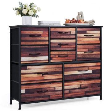 Chest of 11 drawers, Black/brown, 100 × 82 × 30 cm