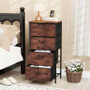 Chest of drawers, 4 drawers, Brown/black, 45 × 30 × 95 cm