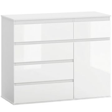 Комод, 5 ящиков, Белый, 100 × 80 × 40 см