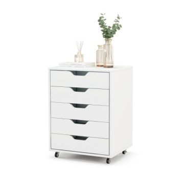 Chest of 5 drawers, White, 49 × 65 × 40 cm