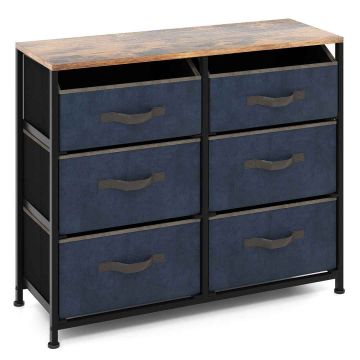 Chest of 6 drawers, Black/brown, 78.7 × 71.1 × 30.5 cm