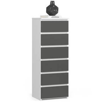 Комод AKORD CL6/40, 6 ящиков, белый/серый, 40 × 109 × 35 см