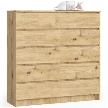 Комод AKORD K120, 10 ящиков, Коричневый, 120 × 121 × 40 см