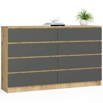 Комод AKORD K160, 8 ящиков, коричневый/серый, 160 × 99 × 40 см
