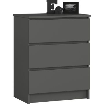 Комод AKORD K60 3SZ, 3 ящика, Серый, 60 × 77 × 40 см