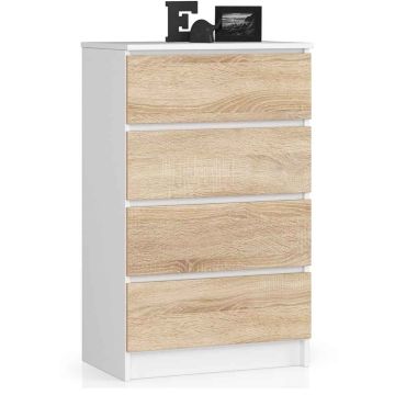 Комод AkordV2 K60, 4 ящика, белый/коричневый, 60 × 99 × 40 см