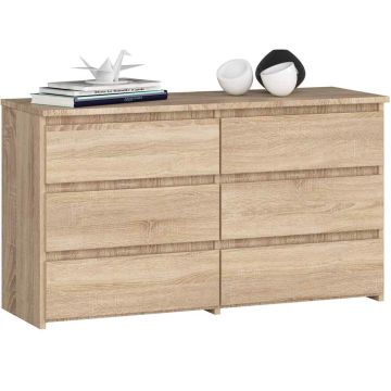 Комод CL100, 6 ящиков, дубовый, 100 × 57 × 35 см