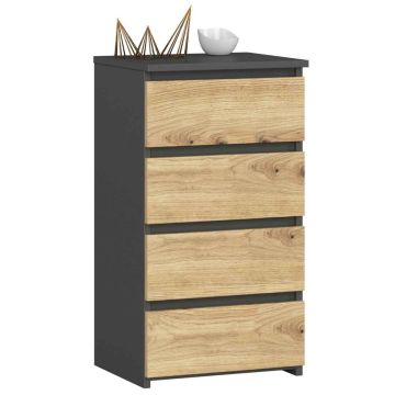 Комод CL4, 4 ящика, серого/коричневого цвета, 40 × 74 × 35 см