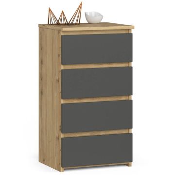Комод CL4, 4 ящика, коричневого/серого цвета, 40 × 74 × 35 см