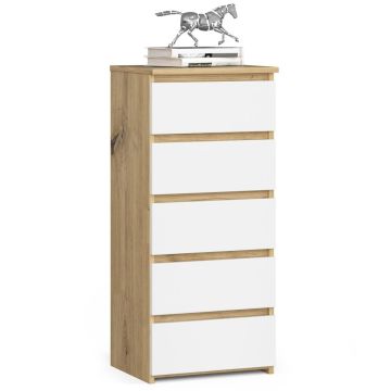Комод CL5/40, 5 ящиков, бело-коричневый, 40 × 92 × 35 см