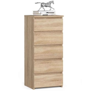 Комод CL5, 5 ящиков, дубовый, 40 × 92 × 35 см