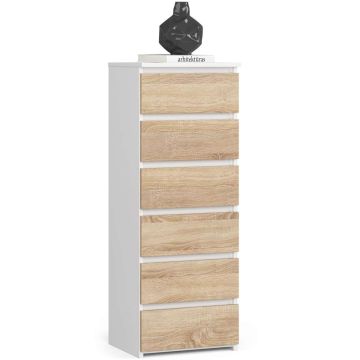 Комод CL6, 6 ящиков, белый/коричневый, 40 × 109 × 35 см