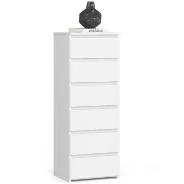 Комод CL6, 6 ящиков, Белый, 40 × 109 × 35 см
