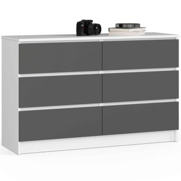 Lipasto NORE K120, 6 laatikkoa, valkoinen/harmaa