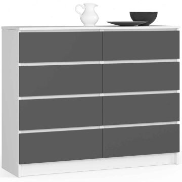 Lipasto NORE K120 8 laatikolla, valkoinen/harmaa