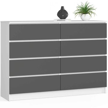 Lipasto NORE K140 8 laatikolla, valkoinen/harmaa