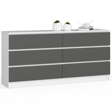 Lipasto NORE K160, 6 laatikkoa, valkoinen/harmaa