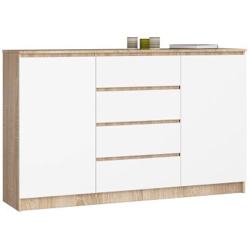 Lipasto NORE K160, 4 laatikkoa, tammi/valkoinen