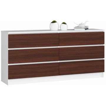 Lipasto NORE K160 6 laatikolla, valkoinen/tummanruskea