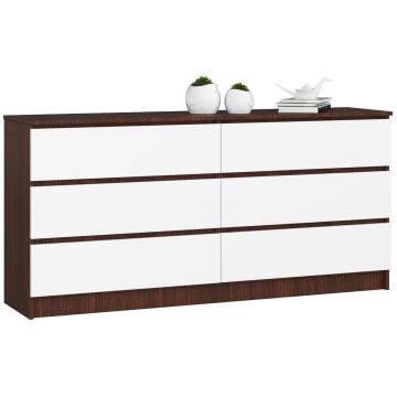 Lipasto NORE K160 6 laatikolla, tummanruskea/valkoinen