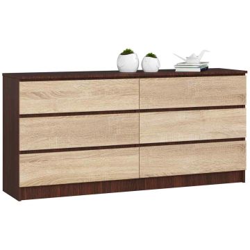 Lipasto NORE K160, 6 laatikkoa, tummanruskea/tammi