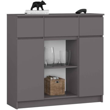 Комод K100, 2 дверцы и 3 ящика, серый, 101 × 98 × 35 см