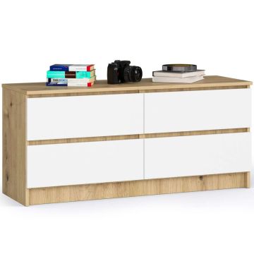 Комод K120, 4 ящика, белый/коричневый, 120 × 55 × 40 см