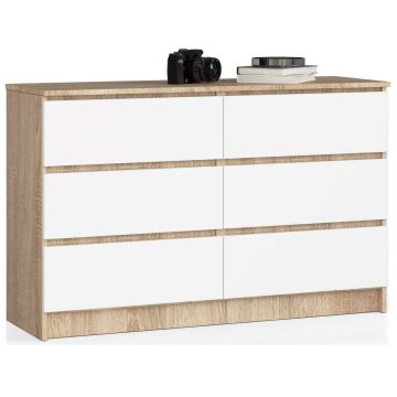 Lipasto NORE K120 6 laatikolla, tammi/valkoinen