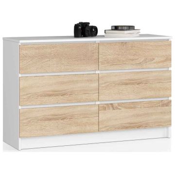 Lipasto NORE K120 6 laatikolla, tammi/valkoinen