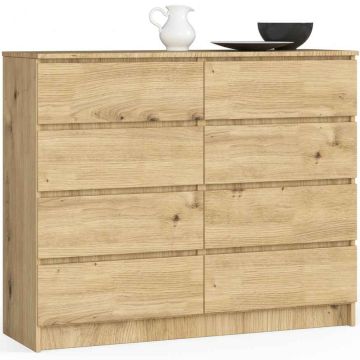 Комод K120, 8 ящиков, коричневый, 120 × 99 × 40 см
