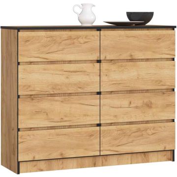 Комод K120, 8 ящиков, коричневый, 120 × 99 × 40 см