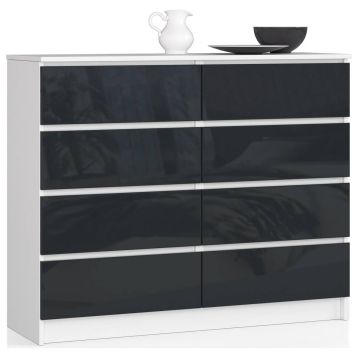 Lipasto NORE K120 8 laatikolla, valkoinen/tummanharmaa
