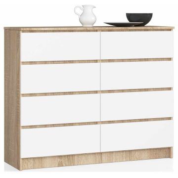 Lipasto NORE K120 8 laatikolla, tammi/valkoinen